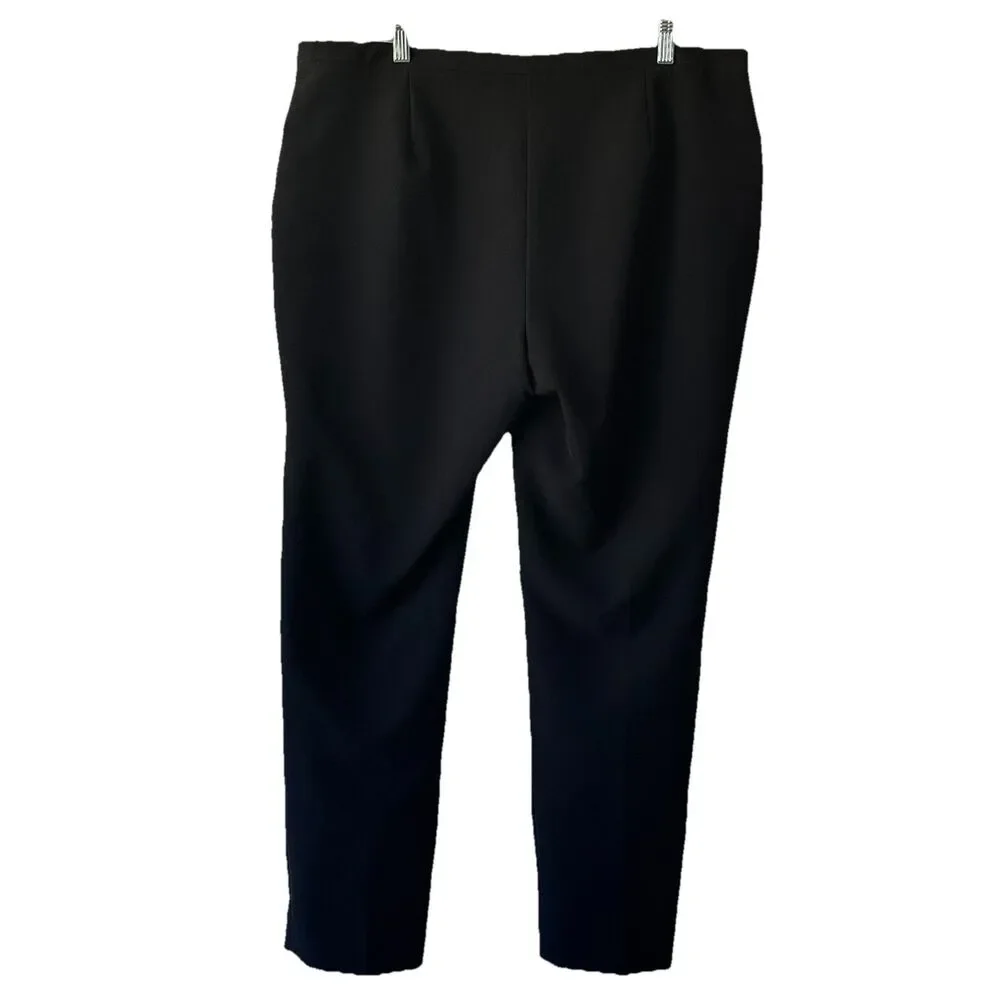 Vince Camuto Dress Slacks Black Flat Front Pants Size 14 Hemmed Front Pockets